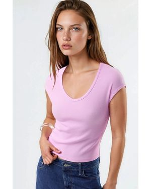 Busem V-Neck Ribbed Blouse - White