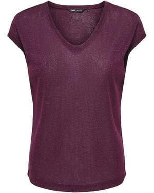 ONLY Onlsilvery Lurex Top Met V-Hals - Paars