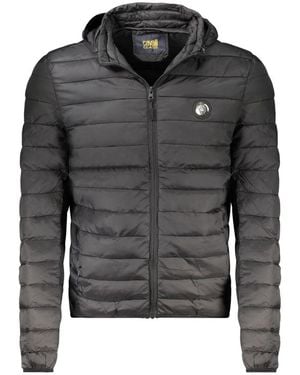 Roberto Cavalli Jassen ,Zwart ,Polyester Jas Met Lange Mouwen En Capuchon - Grijs