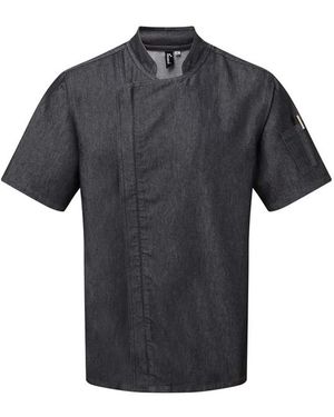 PREMIER Koksjas Voor Volwassenen Met Korte Mouwen En Rits (Zwarte Denim)