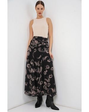 Bigdart High Waist Paisley Maxi Skirt - Black