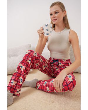 Bigdart Patterned Mid Waist Lounge Bottoms - Pink