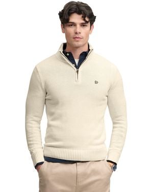 Superdry Trui Half Zip Creme Grof Gebreid - Naturel