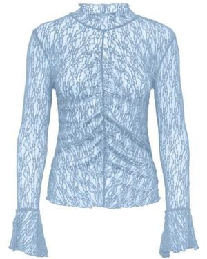 Jacqueline De Yong Jdylala Ls High Neck Lace Top Jrs Licht - Blauw