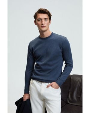 Grimelange Ribbed Crew Neck Jumper - Blue