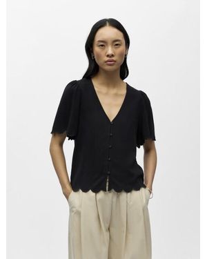 Object Objsanne 2/4 Lo V-Neck Top Noos - Zwart