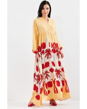Bigdart Printed V-Neck Maxi Dress - Red