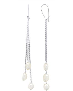 Ateliers Saint Germain Earrings Real Cultured Freshwater Pearls Baroque 6-7 Mm - White