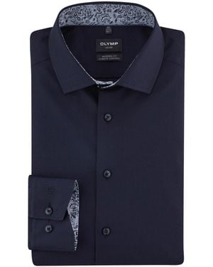 Olymp Overhemd Modern Fit Met Climate Control Vezel - Blauw