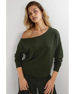 Busem Asymmetrical Collar Relaxed Fit Sweatshirt - Green