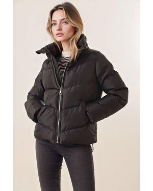Bigdart Dikke Rits Kraag Puffer Jacket - Zwart