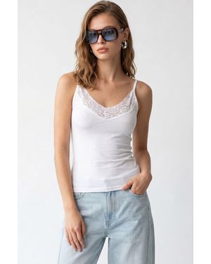 MixRay Fitted Viscose Lace Cami Top - White
