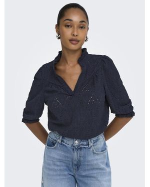 ONLY Onlziggy S/S Frill Top Cc Jrs - Blauw