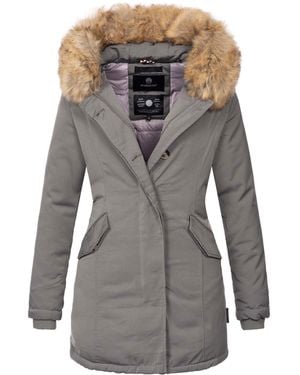 Marikoo Winterparka Karmaa Met Afneembare Imitatiebontkraag - Grijs