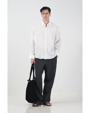 Giesto Oversized Linen Button-Up Shirt - White