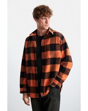 Grimelange Relaxed Plaid Button Shirt - Red