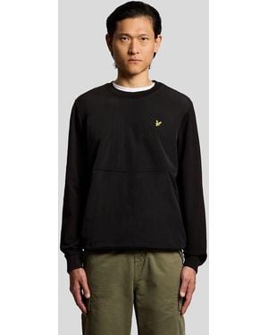 Lyle & Scott Half Raglan Sleeve Panneled Sweatshirt - Black