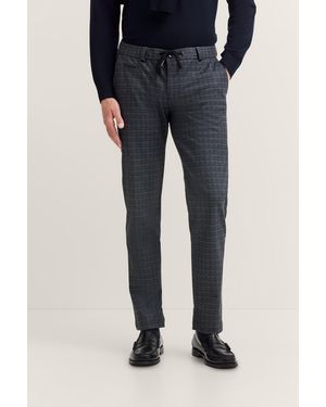Bugatti Herren Chino Glencheck Met Stretch & Trekkoord - Blauw