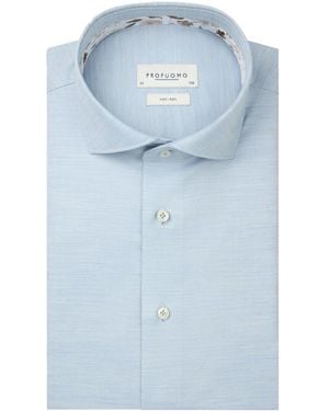 Profuomo Overhemd Blauw Strijkvrij Casual