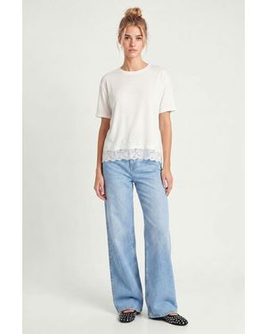 Happiness İstanbul Oversized Lace Knit Blouse - Blue