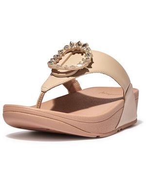 Fitflop Lulu Crystal-Circlet Leather Toe-Post Sandals - Roze