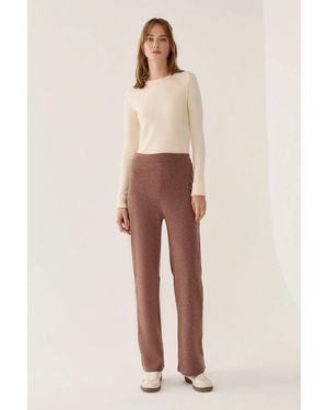 Hiccup Elastic Waist Straight Leg Trousers - Natural