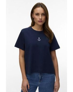 Vero Moda Vmsara Mette Ss Top Box Jrs Noos - Blauw