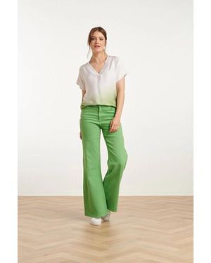 Smashed Lemon 25206 Licht Flared Jeans - Groen