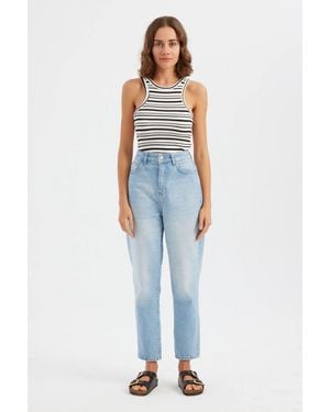 Hiccup Striped Woven Halter-Neck Tank Top - Blue