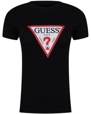 Guess Logo Katoenen T-Shirt (Jet) - Zwart