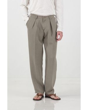 Giesto High Waist Pleated Tailored Trousers - Grey