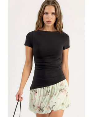 Busem Slim Fit Slit Detailed Draped Blouse - Black