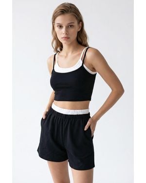 MixRay Twee-Delige Crop T-Shirt En Shorts Set - Blauw