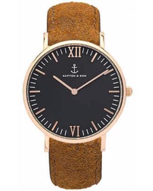 KAPTEN & SON Horloge Vintage Leather Campus 4251145223571 - Metallic