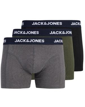 Jack & Jones Plus Size Boxershorts Trunks Jaclamp 3-Pack Effen Donkergroen/Donkergrijs/Zwart