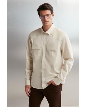 Grimelange Oversized Shirt Collar Overshirt - Natural
