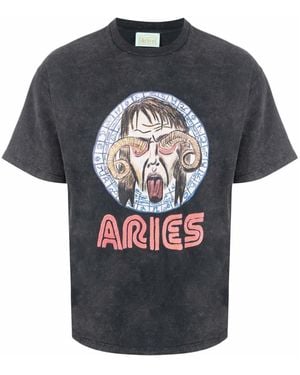 Aries Astrologie Voor Buitenaardse Wezens Logo T-Shirt - Zwart