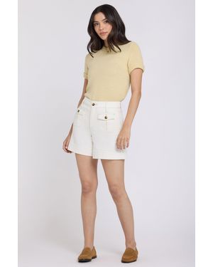 NYDJ Berkyn Relaxed Denim Korte Broek Met Hoge Taille - Wit
