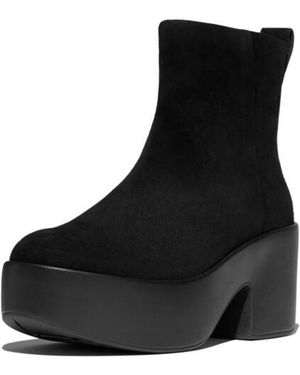 Fitflop Platfforms Suede Heeled Ankle Boots - Zwart
