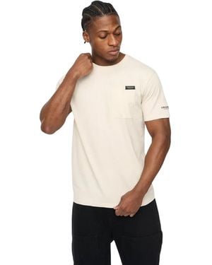 Crosshatch T-Shirt Van Preece Met Contrasterende Strepen (Lichte Steen) - Naturel
