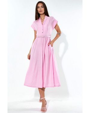 Busem Textured Gelaagde Maxi Jurk - Roze