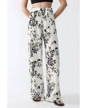 Hiccup Wide Leg Printed Trousers - Grey