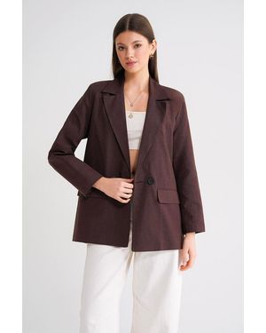 MixRay Linnenmix Geknoopte Blazer Jas - Bruin