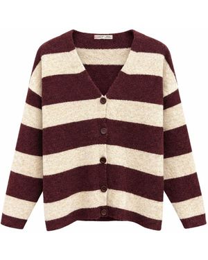 MixRay Striped V-Neck Button-Front Knit Cardigan - Multicolour