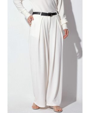 Busem High-Waist Wide-Leg Crepe Trousers With Belt - White