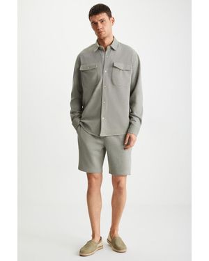 Grimelange Long Sleeve Shirt Collar Overshirt - Grey