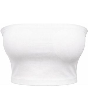 MixRay Strapless Crop Bandeau Blouse - White