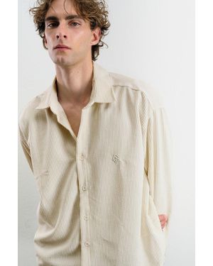 Giesto Oversized Velvet Shirt - Natural