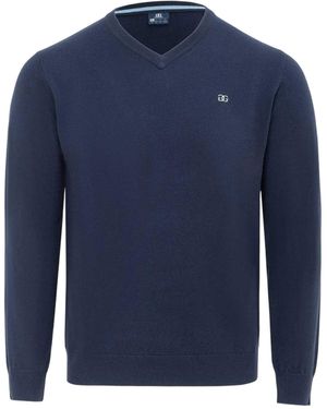 GIORGIO Polyester V Hals Trui (Marine) - Blauw