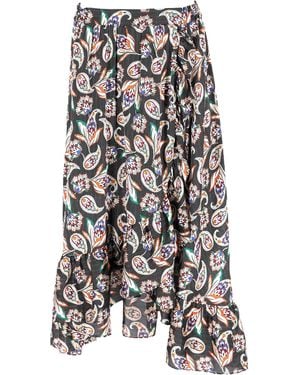 Maje Midi-Rok Met Paisleyprint En Ruches - Grijs